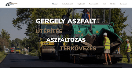 Gergely Aszfalt weboldalának linkje