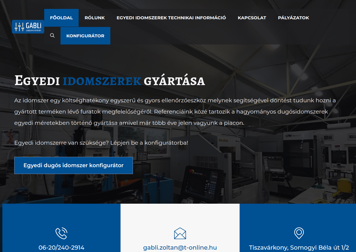 Egyedi Idomszer weboldalának linkje