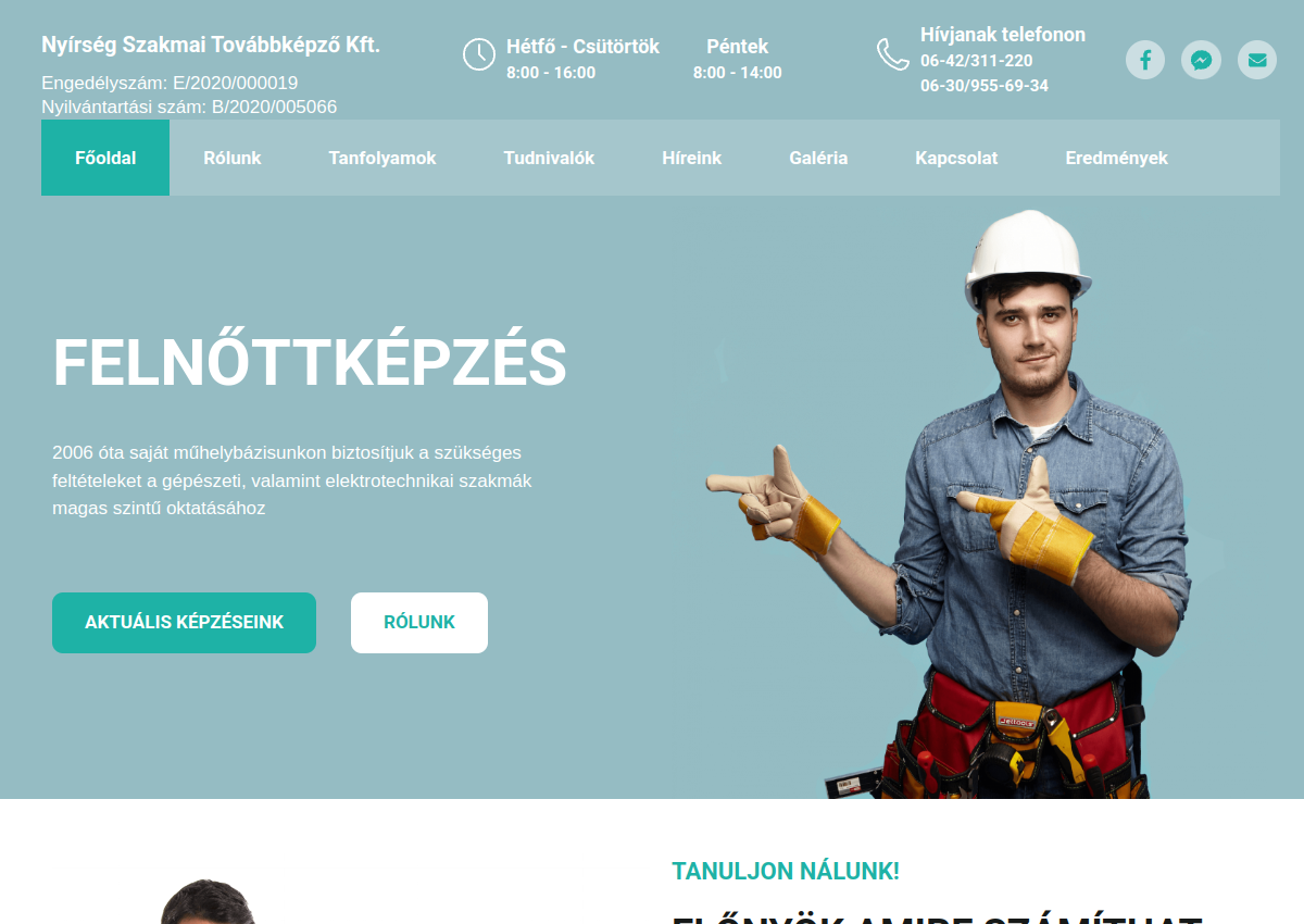 Nyírség Szakmai Továbbképző weboldalának linkje