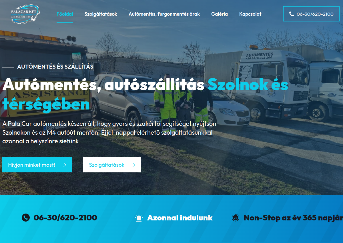 Pala Car autómentés weboldalának linkje