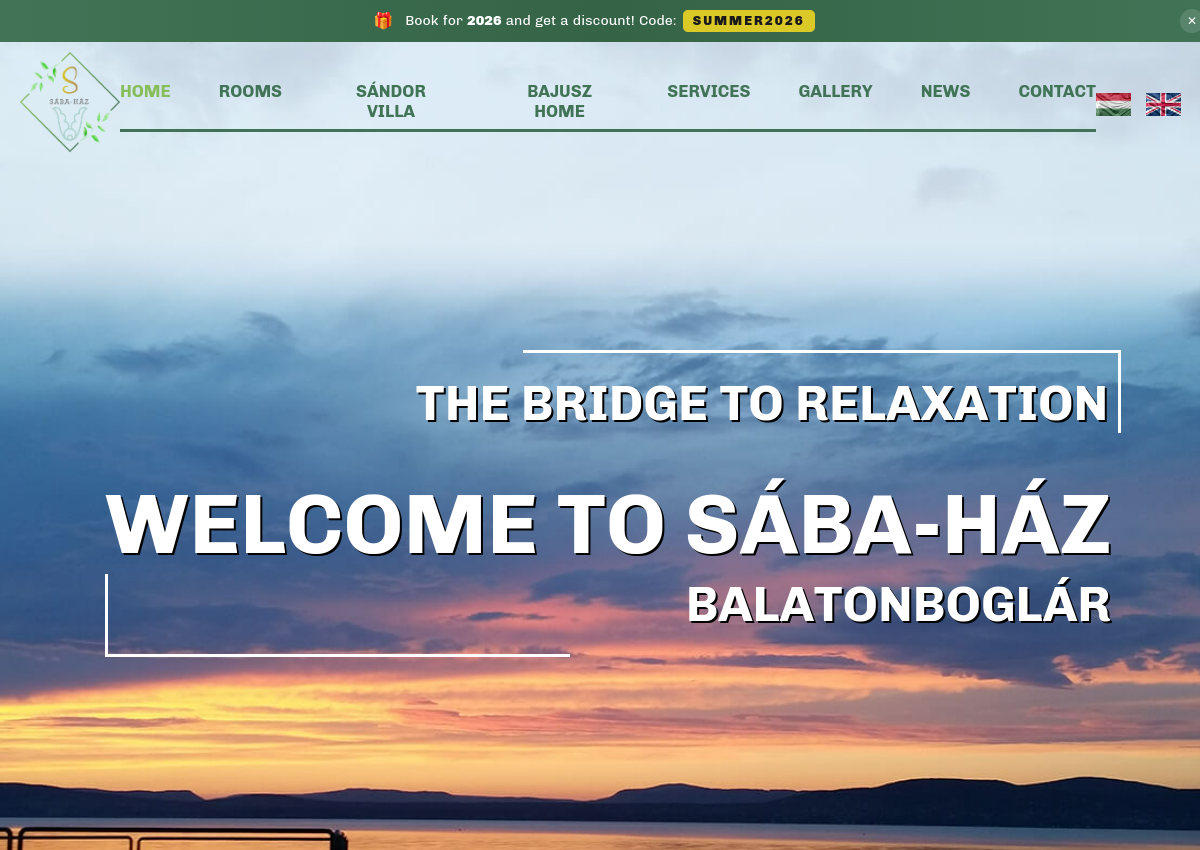 Sába Ház Balatonboglár weboldalának linkje