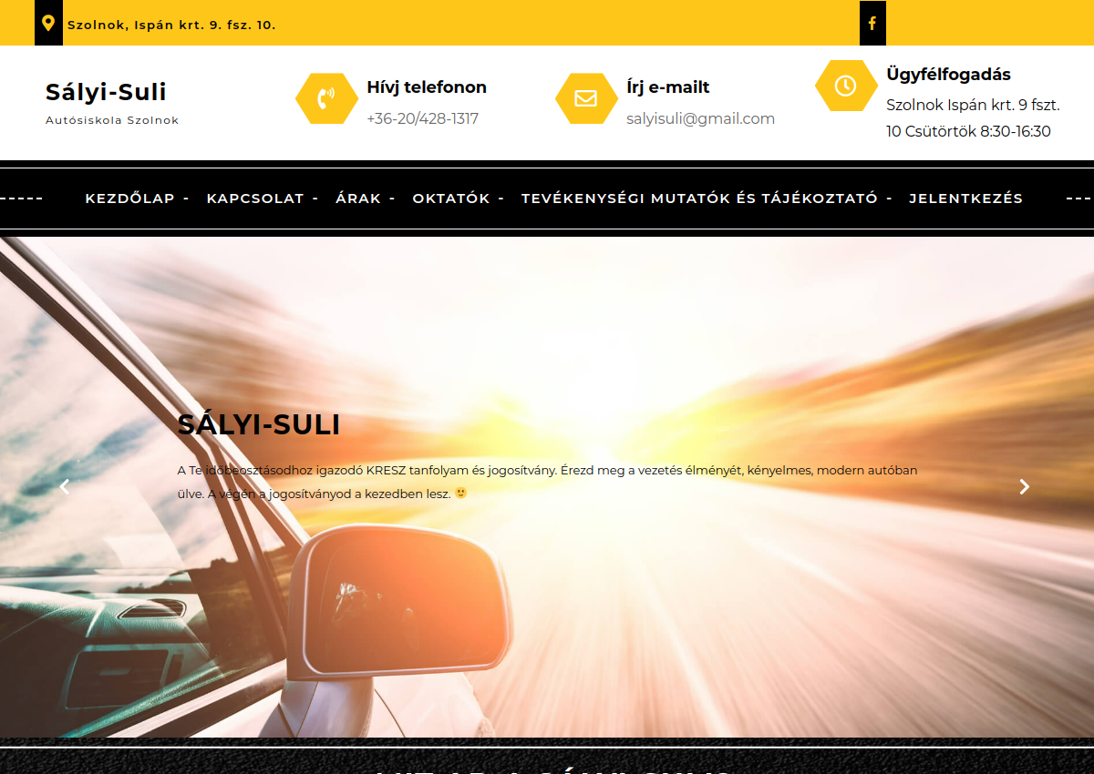 Sályi-Suli autósiskola weboldalának linkje