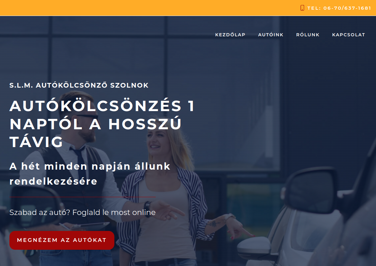 SLM Autókölcsönző Szolnok weboldalának linkje
